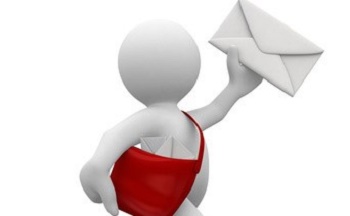 3d postman with envelope and bag